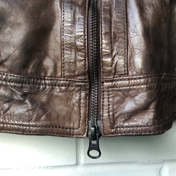NWOT m0851 Chocolate Brown Leather Jacket - Picture 4 of 11